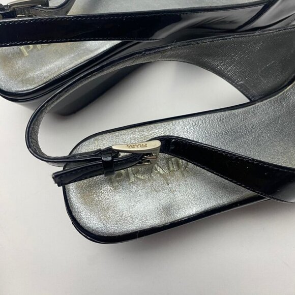 PRADA Patent Leather Slingback Sandals Size 37.5 - Picture 5 of 9